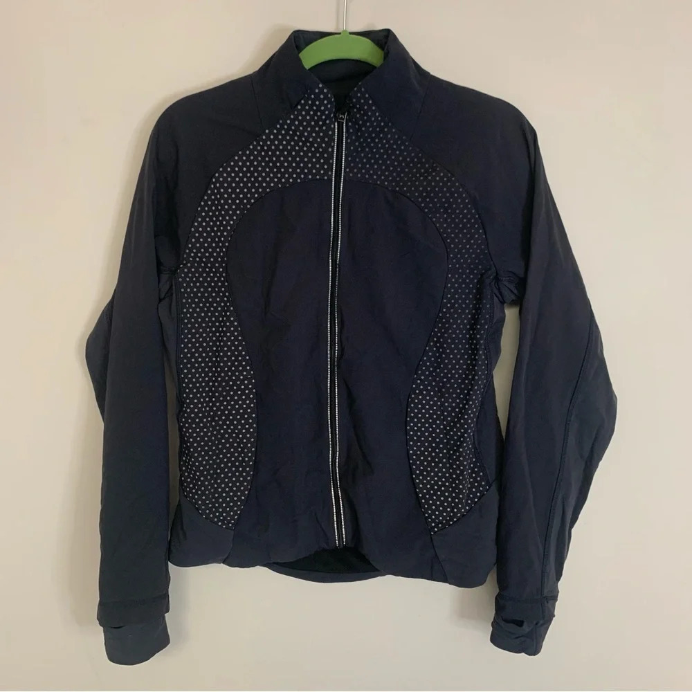Lululemon Grey White Polka Dot Athletic Jacket Running